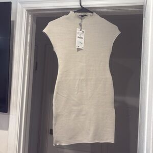 NWT Zara Cream Stretch Knit Mini Dress